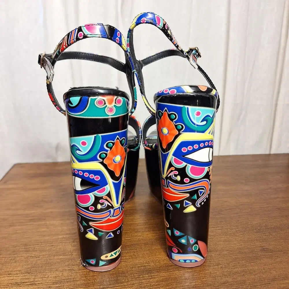 Privileged By J.C Dossier Lemon drop super high platform retro print colorful